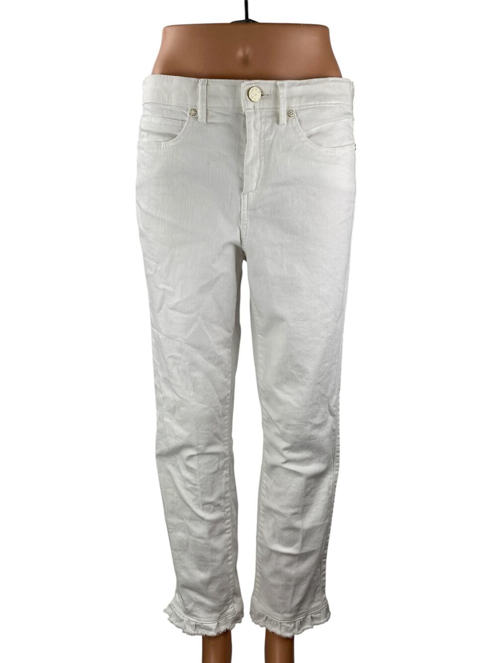 Lily Pulitzer Women's White Frayed Hem High Rise Straight Denim Jeans Pants 10